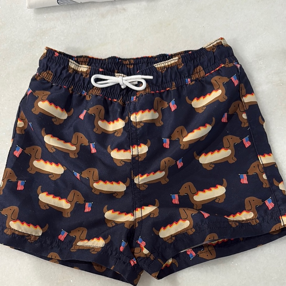 Janie and Jack Hot Dog Multicolor Toddler Swim Shorts 18-24 months